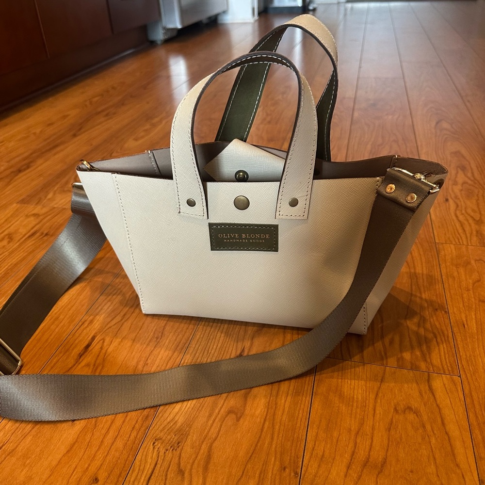 Cream and Brown Crossbody Bag